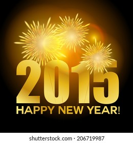 vector illustration 2015 and fireworks