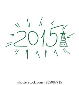 vector illustration 2015 with a hand-drawn Christmas tree