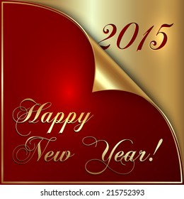 Vector illustration of 2015 new year greeting with curled corner