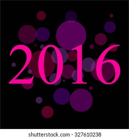 Vector illustration of 2016. black background. Bright sequins