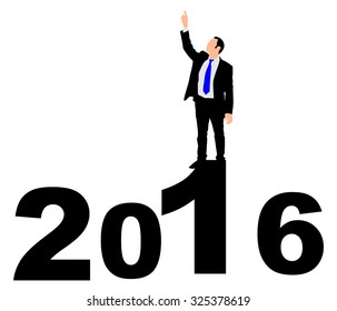 Vector illustration 2016 New Year, business man