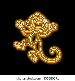 Vector Illustration of 2016 new year Outline neon light BAckground for Design, Website, Banner. Holiday party Element Template. Chinese horoscope Monkey silhouette