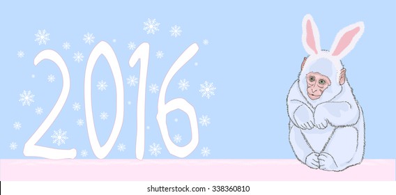 vector illustration 2016 new year of the monkey