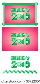 Vector illustration of 2016 new year greetings. Three versions in green on red.