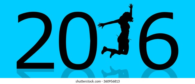 Vector illustration 2016 on a blue background.