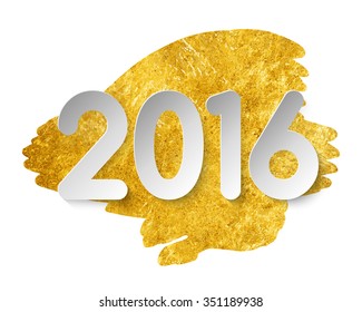 Vector illustration -  2016 paper cutting on gold paint
