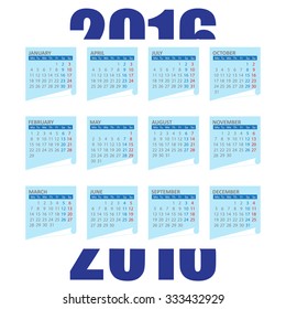 vector illustration of 2016 year simply calendar