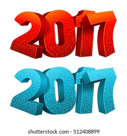 Vector illustration of 2017 digits isolated on white background. Design element for Christmas and New Year greetings.