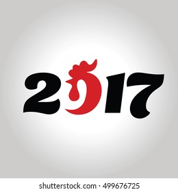 Vector illustration 2017 figures with the rooster logo.