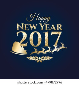 vector illustration 2017. Merry Christmas Happy New Year 2017. texture gold sleigh Santa Claus gifts New Year 2017. graphic element design for design of gift cards and holiday flyers, calendars 2017