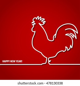 Vector Illustration of 2017 new year Outline BAckground for Design, Website, Banner. Holiday party Element Template. Chinese horoscope Rooster silhouette