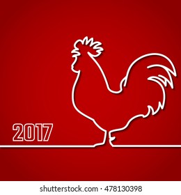 Vector Illustration of 2017 new year Outline BAckground for Design, Website, Banner. Holiday party Element Template. Chinese horoscope Rooster silhouette