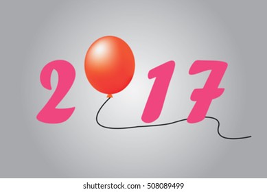 Vector illustration 2017 new year on gray background