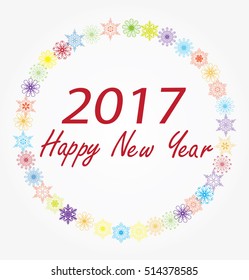 vector illustration of 2017 new year background with wreath