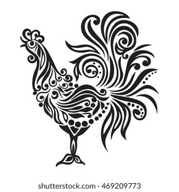 Vector illustration for 2017 year with fairy rooster - chinese symbol of new year. Vector element for New Year.