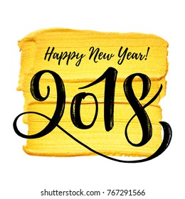 Vector illustration, 2018 hand written lettering. Happy New Year card design element