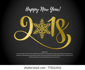 Vector illustration, 2018 hand written lettering. Happy New Year card design element