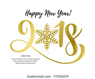 Vector illustration, 2018 hand written lettering. Happy New Year card design element on a white background