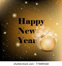 Vector illustration 2018 Happy New Year background with christmas ball, snow and snowflakes
