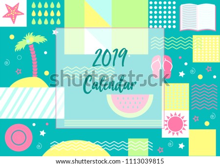 vector illustration 2019 calendar cover abstract stock vector