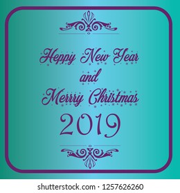 Vector illustration, 2019 hand written lettering. Happy New Year card design element - Vector