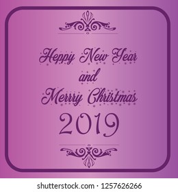 Vector illustration, 2019 hand written lettering. Happy New Year card design element - Vector
