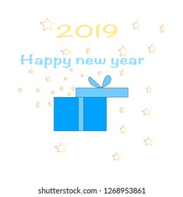 Vector illustration for 2019 hand written lettering with Happy New Year card design, concept.