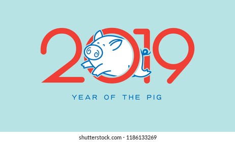 Vector illustration. 2019 Happy New Year design template, Asian Lunar Year.