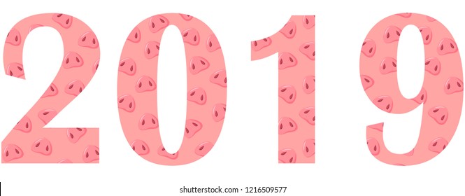 
vector illustration, 2019, pig
