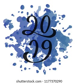 Vector illustration 2019 for typography poster, logotype, flyer, banner, greeting card or postcard.