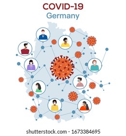 Vector illustration 2019-nCoV News Germany View events Video information about coronavirus COVID-19. Pathogen respiratory Chinese coronavirus SARS pandemic risk News agency Design for website, print