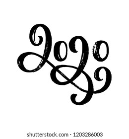 Ilustración vectorial, letras escritas a mano 2020. Elemento de diseño de Año nuevo