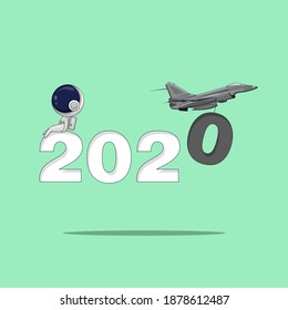 vector illustration 2020 replaced with 2021, happy new year 2021, preparation for welcoming the new year 2021