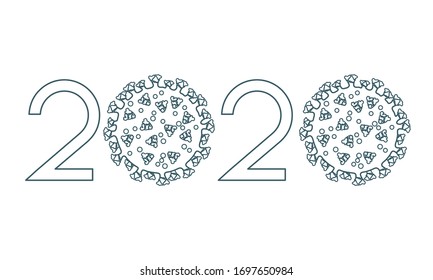 Vector illustration 2020 year Quarantine  Coronavirus Pandemic COVID-19 Stop  virus Danger 2019-nCoV Outbreaks of influenza Worldwide threat of infection. Health risk. Medical concept