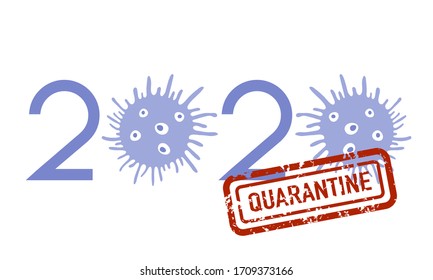 Vector illustration 2020 year Quarantine  Coronavirus Pandemic COVID-19 Stop  virus Danger 2019-nCoV Outbreaks of influenza Worldwide threat of infection. Health risk. Medical concept