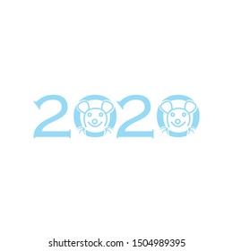 Vector illustration of 2020 year with a rat.