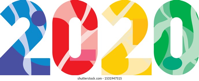Vector illustration of a 2020 year's wall calendar in a warm colors