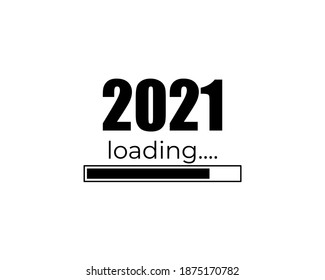 Vector illustration of 2021 loading concept. New Year's Eve. New year downloading progress bar creative background.