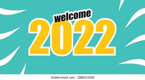 ilustración vectorial 2022 con fondo de color azul y amarillo