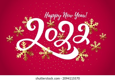 Vector illustration, 2022 hand written lettering. Happy New Year card design element