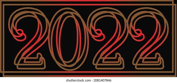 Vector illustration of 2022 Line art