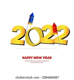 Ilustración vectorial de la tarjeta de Año Nuevo 2022. Feliz año nuevo