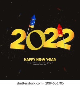 Vector illustration of 2022 New Year card. Happy new year