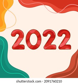 Vector illustration 2022 new year abstract background. Christmas layout and line composition.