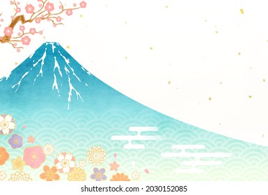 Ilustración vectorial de la tarjeta de Año Nuevo 2022 del monte Fuji y ciruela en acuarela (fondo)

traducción: Fuji (El nombre de la montaña en Japón)