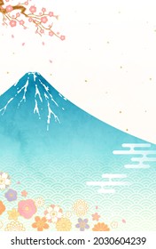 Ilustración vectorial de la tarjeta de Año Nuevo 2022 del monte Fuji y ciruela en acuarela (fondo)
traducción: Fuji (El nombre de la montaña en Japón)