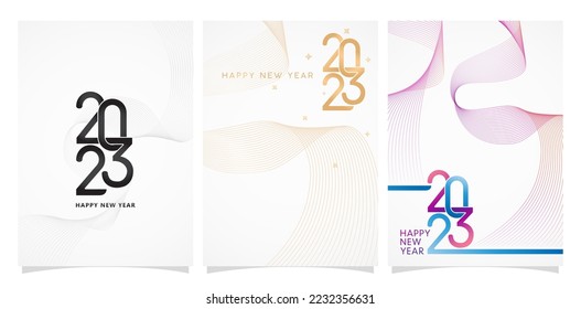 vector illustration of 2023 lettering number a creative concepts with three designs for covering calendar, social media header, greeting cards, screen printing, catalogue booklet, magazine book pages