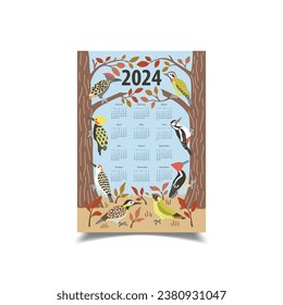 Vector Illustration of 2024 Calendar Design Template