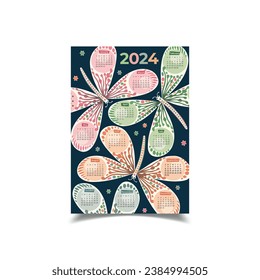 Vector Illustration of 2024 Calendar Design Template