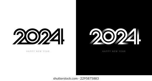 Vector illustration with 2024 sign for flyer template, greeting card, poster, banner or social media. 2024 number design for Happy New Year and Merry Christmas.
